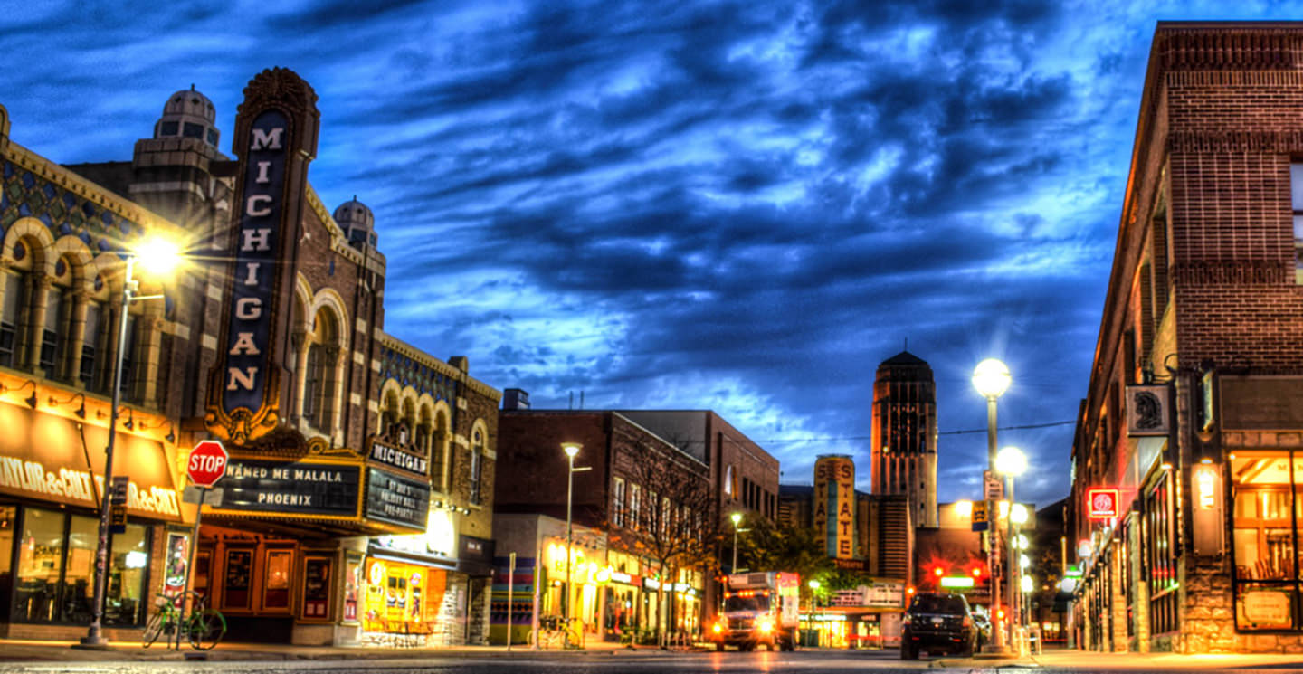 Ann Arbor Liberty Street at night