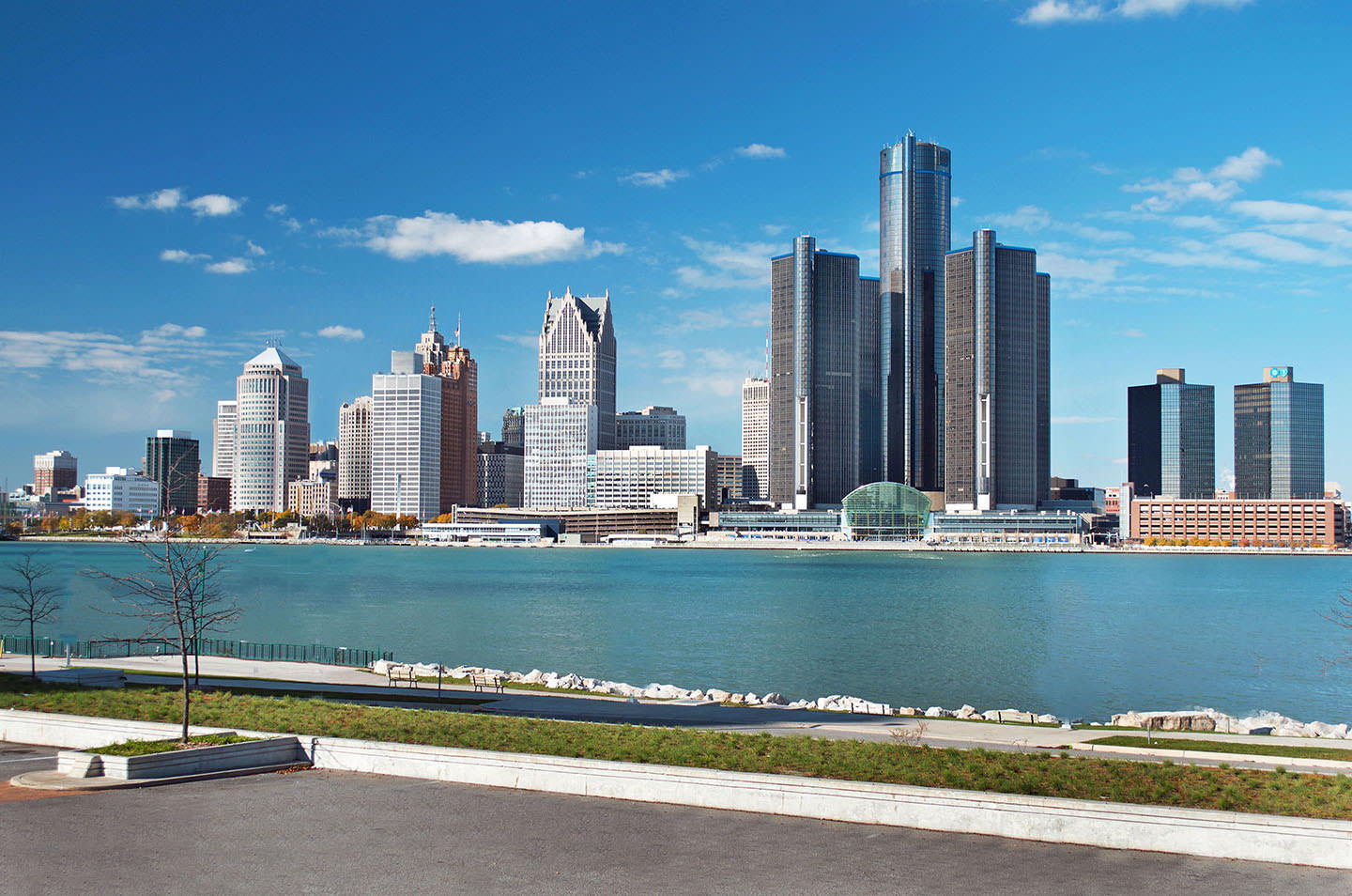 The skyline of Detroit