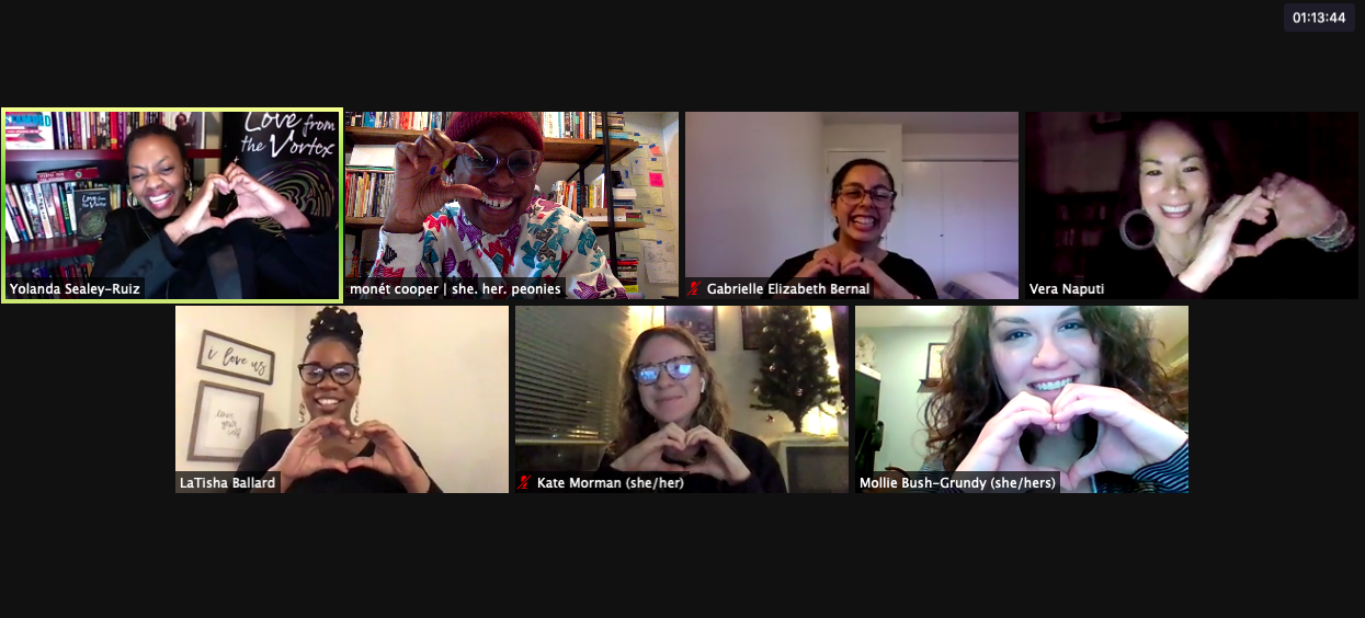 Screenshot of Black Lives Matter at School Week of Action organizers on a Zoom call