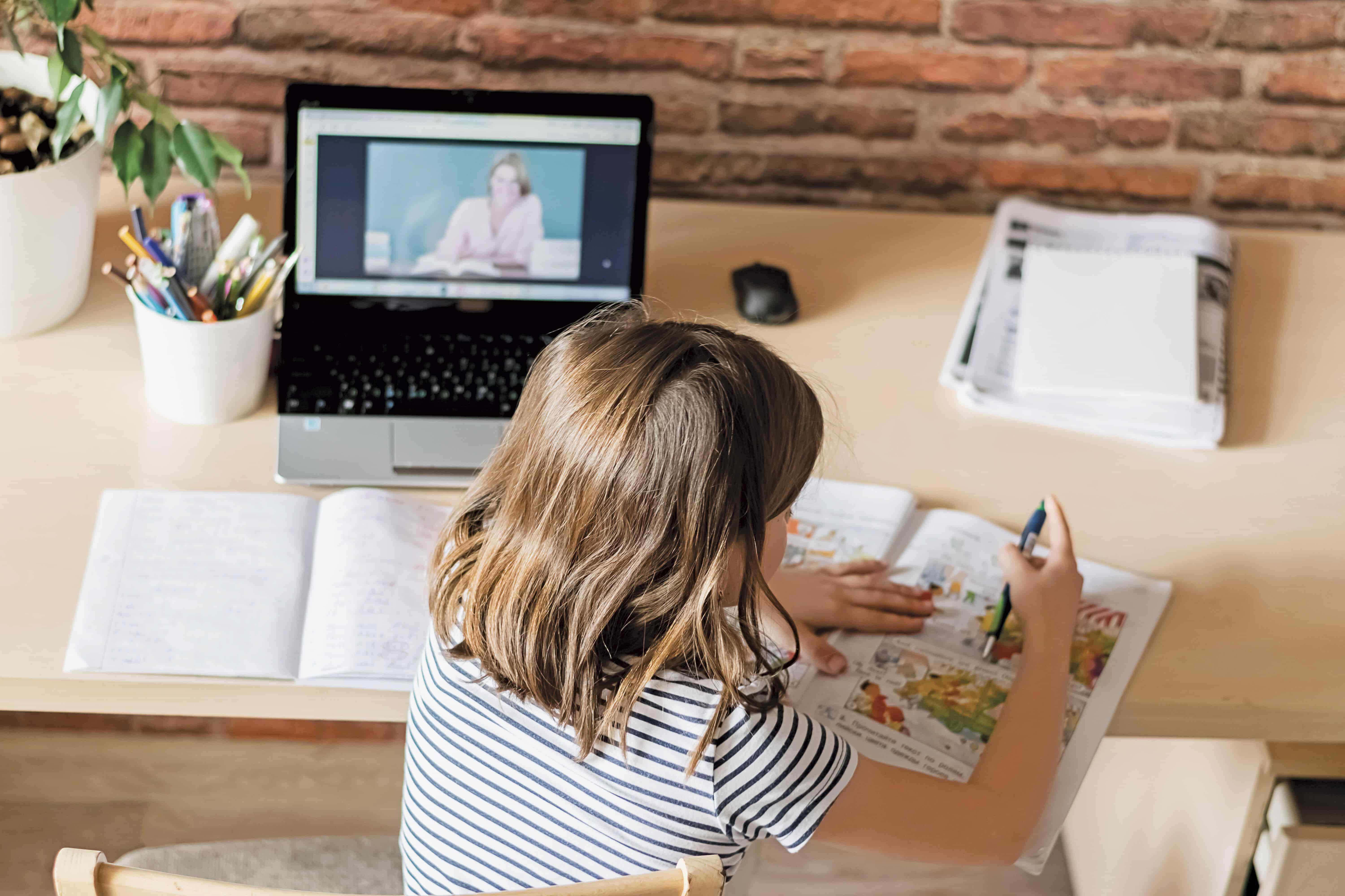 Young child doing schoolwork