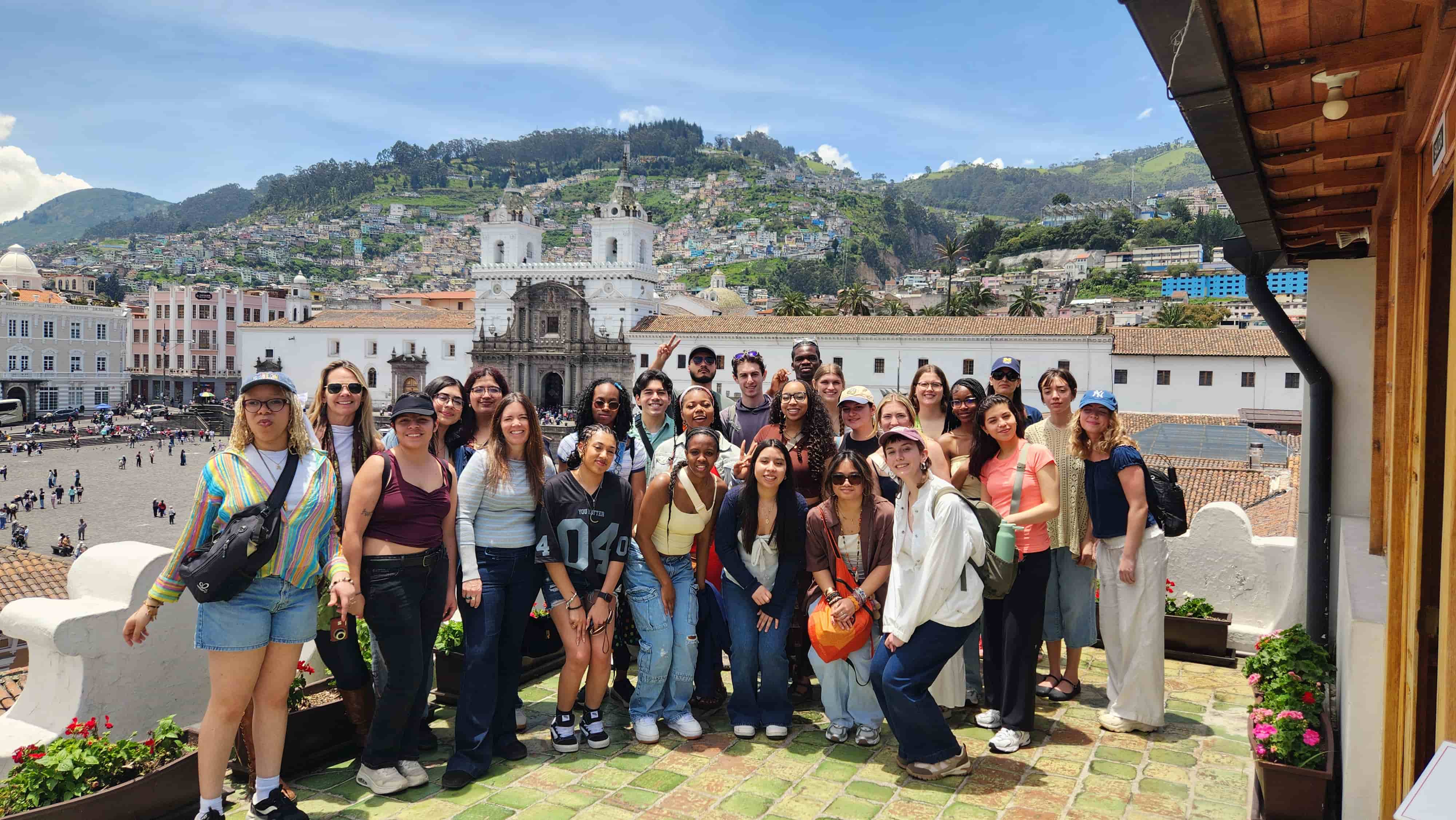 U-M students in downtown Quito.