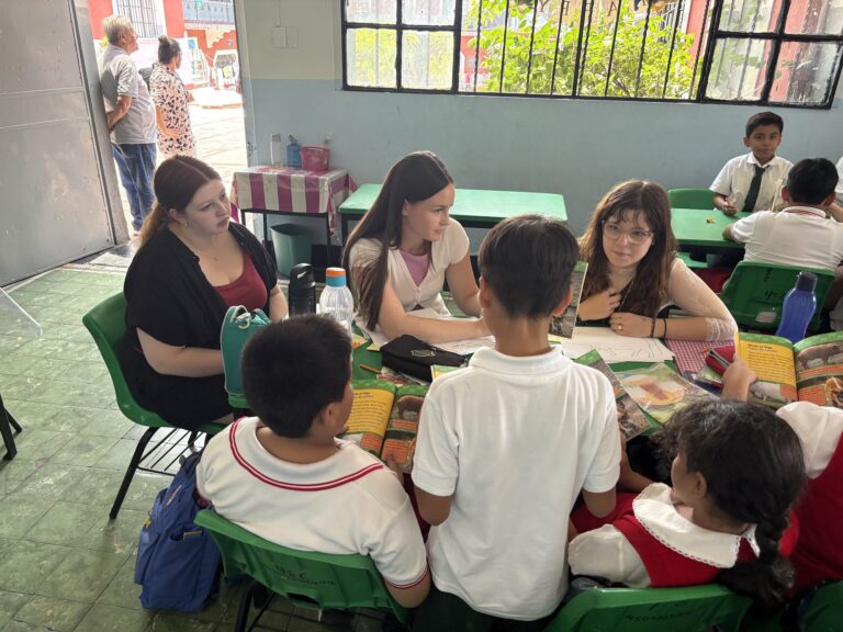 Interns who participate in English Language Development (ELD) Abroad teach lessons in English reading and vocabulary to elementary students in Cuernavaca, Mexico.