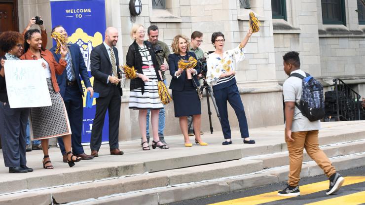 The School at Marygrove staff and stakeholders welcome students to their first day of school