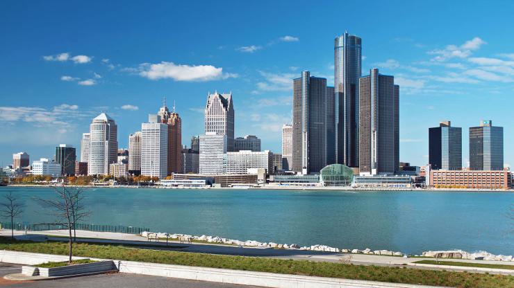 The skyline of Detroit