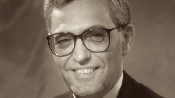 Black and white photo of Cecil Miskel