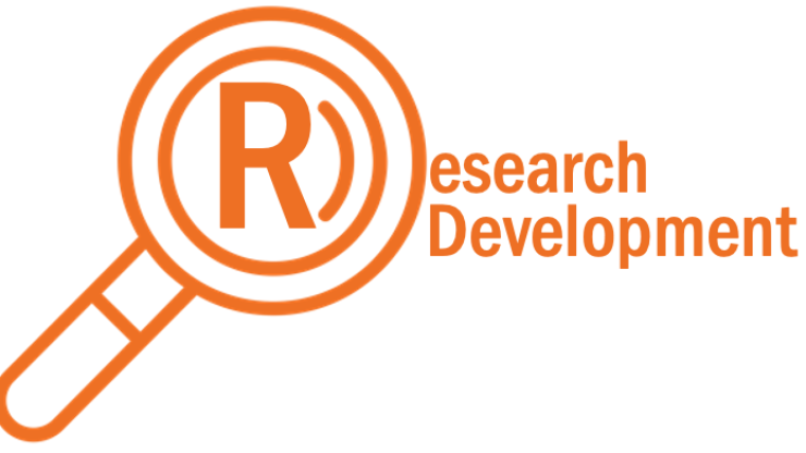 Graphic of magnifying glass next to the words "Research Development"