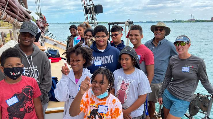 K-12 students on the Detroit River