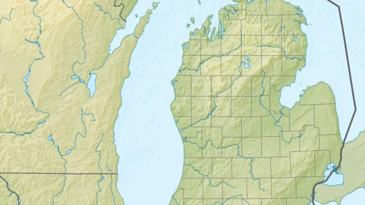 Relief map of Michigan