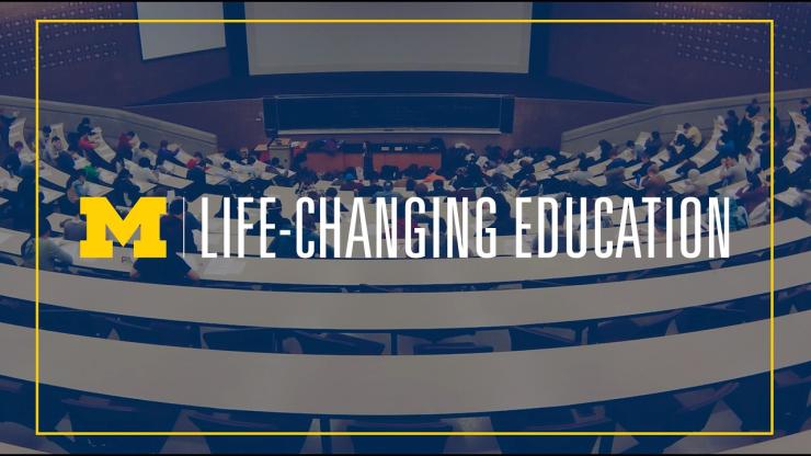 The text Life Changing Education next to the block M