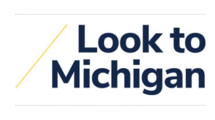 Look to Michigan logo with yellow line design