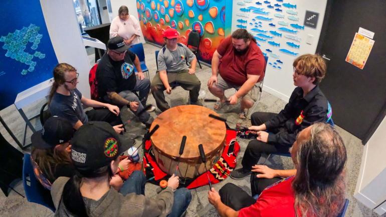 Drum circle with IEYC students Rowan Carter and Elijah Brocklehurst. Drum circle with IEYC students Rowan Carter and Elijah Brocklehurst.