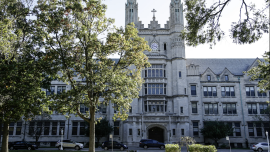 Facade of the high school building on the Marygrove campus