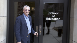 DesJardins_SOE Steve DesJardins outside the School of Education