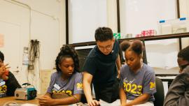 Marygrove students learning in a U-M engineering lab 2019