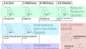 Diagrams of the chemical structures of various opioids.