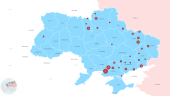 Map of Ukraine marked with incidents.