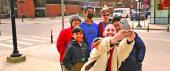 Several students pose for a selfie on Ann Arbor's Central Campus.